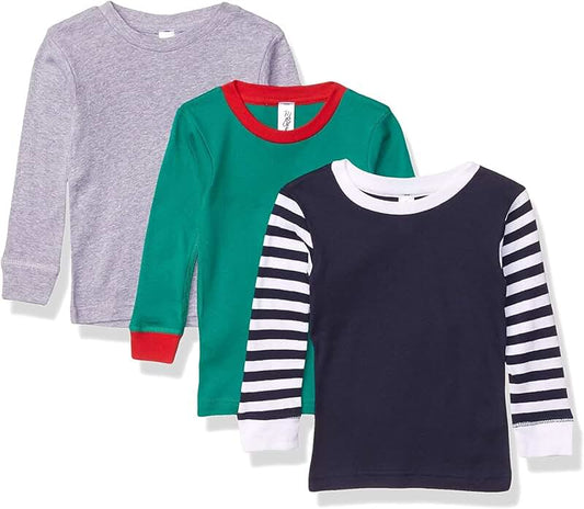 Set of 3 Toddler Ribbed Long Sleeve Pajama Tops