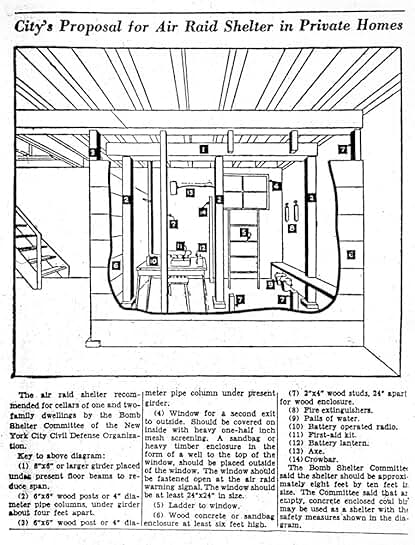 Diagram of a basement bomb shelter for homes