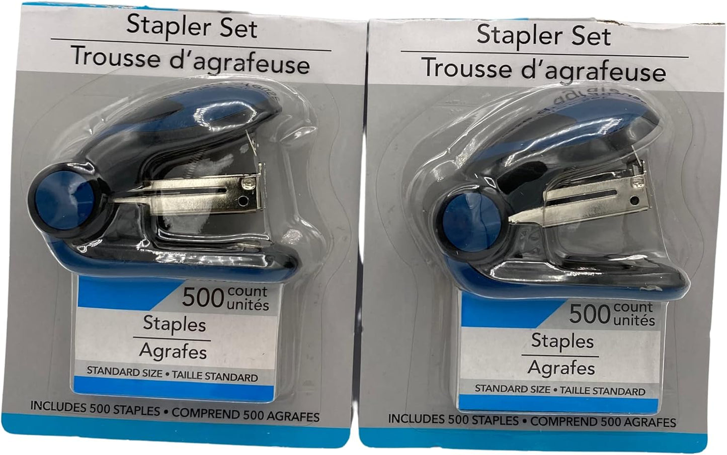 MODAIO-Colorful Mini Staplers, 2.75 x 1.75 x 1.25 in - 2/pcs - Comes with 500 Count Pack of Staples (Dark Blue)
