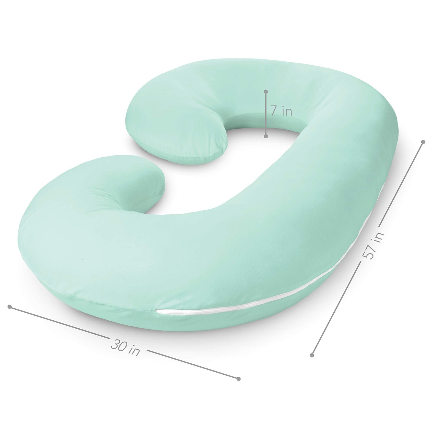 The CeeCee Pillow Pregnancy Pillows C-Shape Full Body Pillow and Maternity Support  Mint Jersey Cover)- Support for Back, Hips, Legs, Belly a Must Have for Pregnant Women