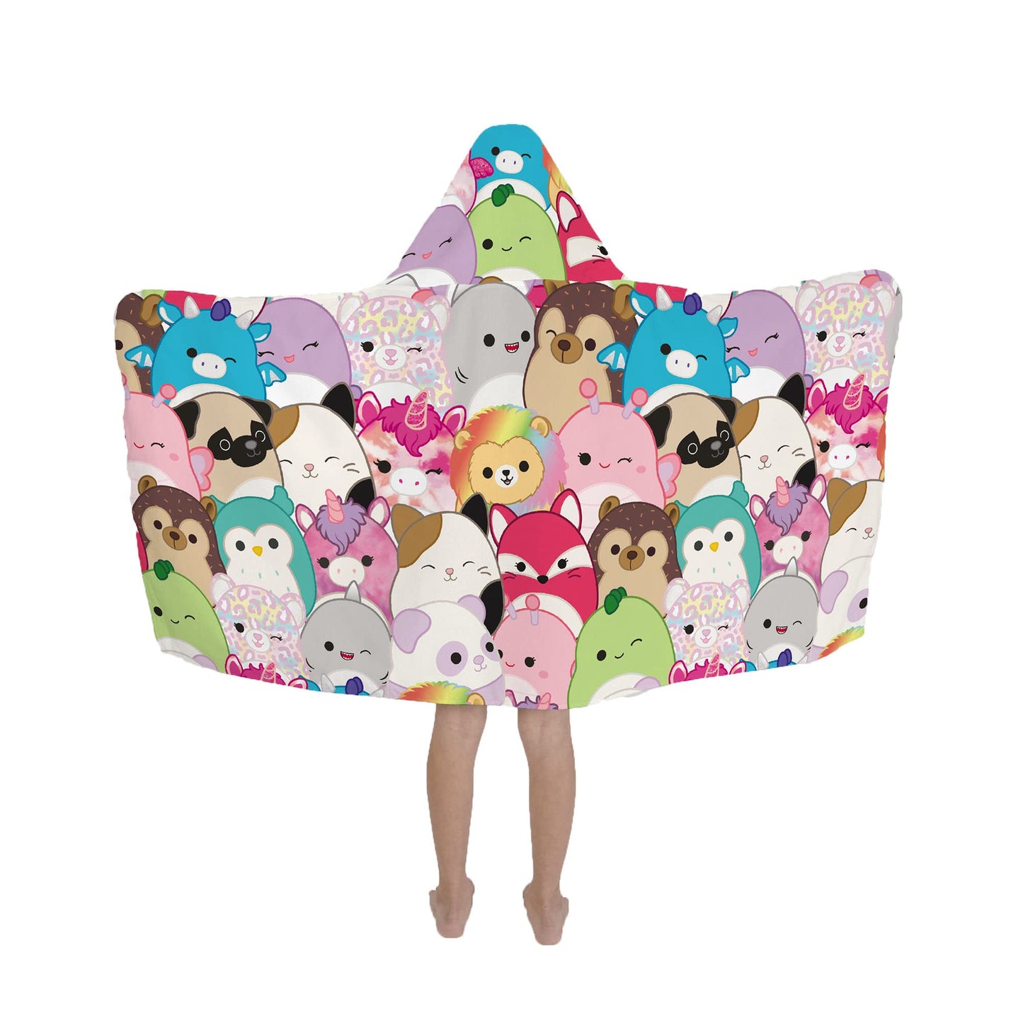 Squishmallows Ki Pool/Beach Soft Cotton Terry Hooded Towel Wrap, 24 in x 50 in