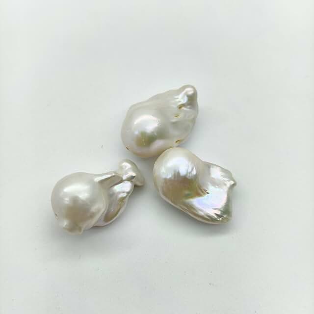 Set of three natural freshwater pearl beads for jewelry making