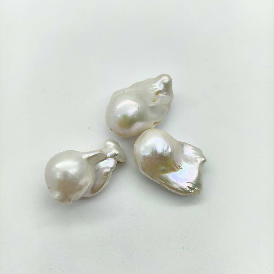 Set of three natural freshwater pearl beads for jewelry making
