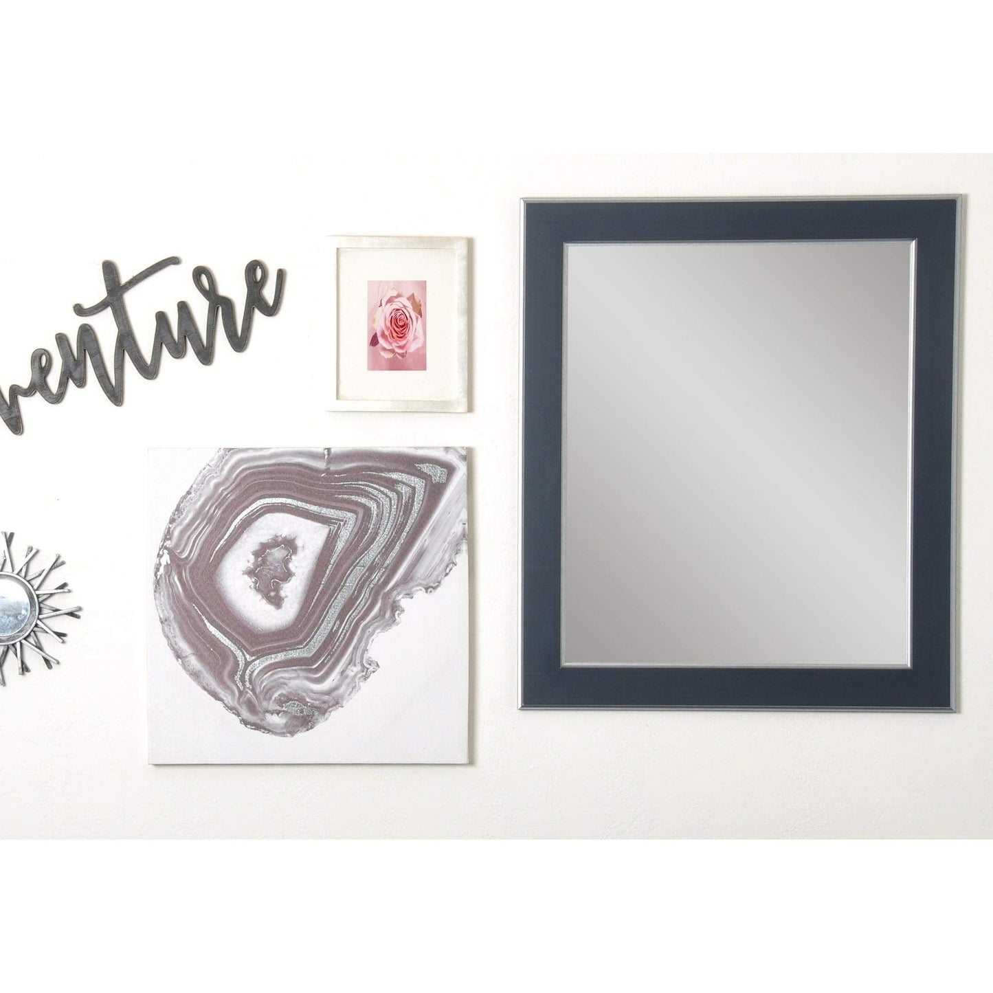 AV11LARGE Modern Twist Vanity Wall Mirror, 32 X 38.5, Black