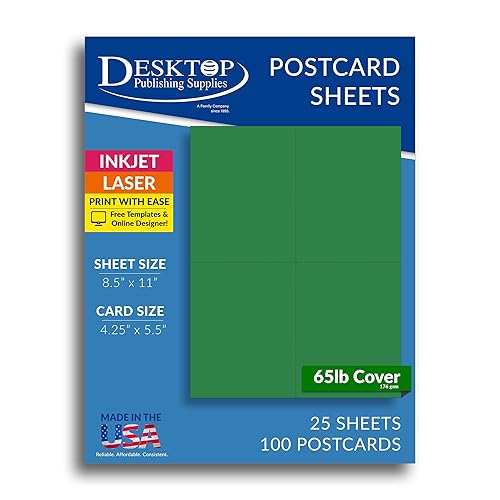 Green 4-Postcard Pack, 25 Sheets, Matte Paper