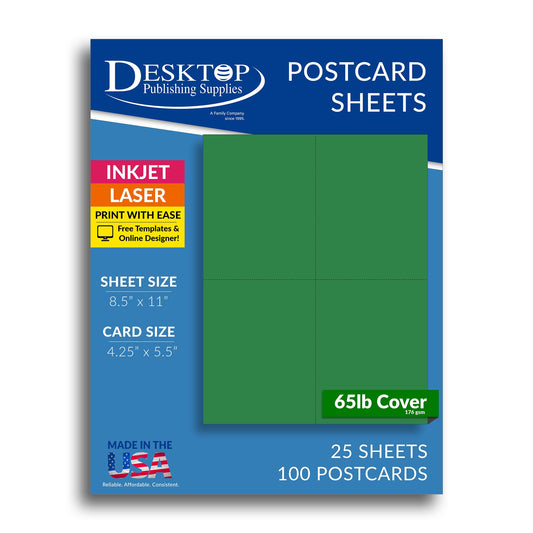 Green 4-Postcard Pack, 25 Sheets, Matte Paper