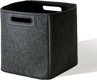 Dark Grey Collapsible Felt Storage Bin, 10-inch Cube