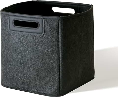 Dark Grey Collapsible Felt Storage Bin, 10-inch Cube