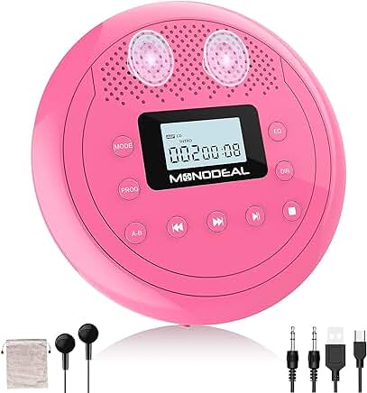 Rechargeable CD Player with Speakers and Headphones