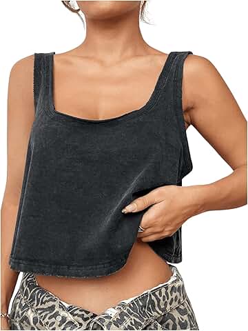 Women's Square Neck Cropped Tank Top for Workout