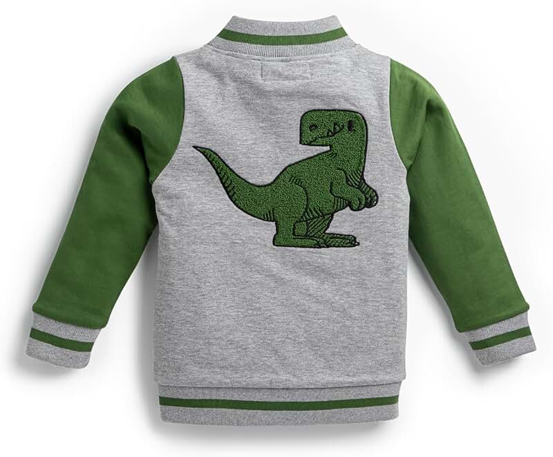 Organic Toddler Zip Bomber Jacket in Dinos Print