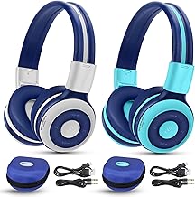 Two Bluetooth on-ear headphones with mic and case