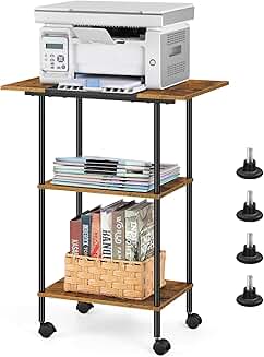 Large 3-Tier Printer Stand with Storage and Wheels