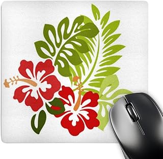 Hawaiian Hibiscus and Leaves Mouse Pad, 8x8 inches