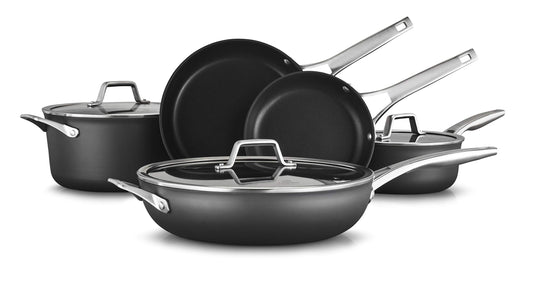 8-Piece Pots and Pans Set, Nonstick Kitchen Cookware with Stay-Cool Handles, Dishwasher and Metal sil Safe, Black