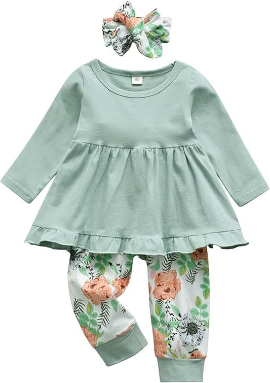 Toddler Girl Long Sleeve Ruffle Top and Pants Set
