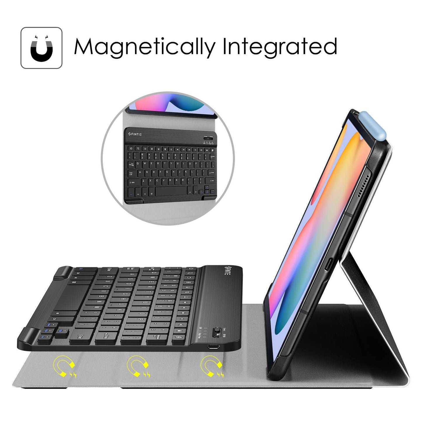 Keyboard Case for Samsung Galaxy Tab S6 Lite 10.4 inch 2022/2020 Model (SM-P610/P613/P615/P619), Slim Stand Cover with Secure S Pen Holder Detachable Wireless Bluetooth Keyboard, Black