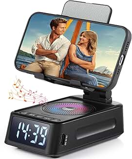 Phone Stand with Bluetooth Speaker and Clock