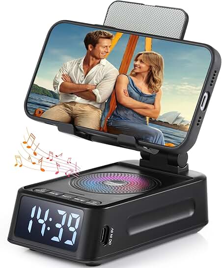 Phone Stand with Bluetooth Speaker and Clock