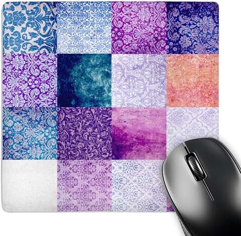 Purple Quilt Squares Grunge Pattern Mouse Pad