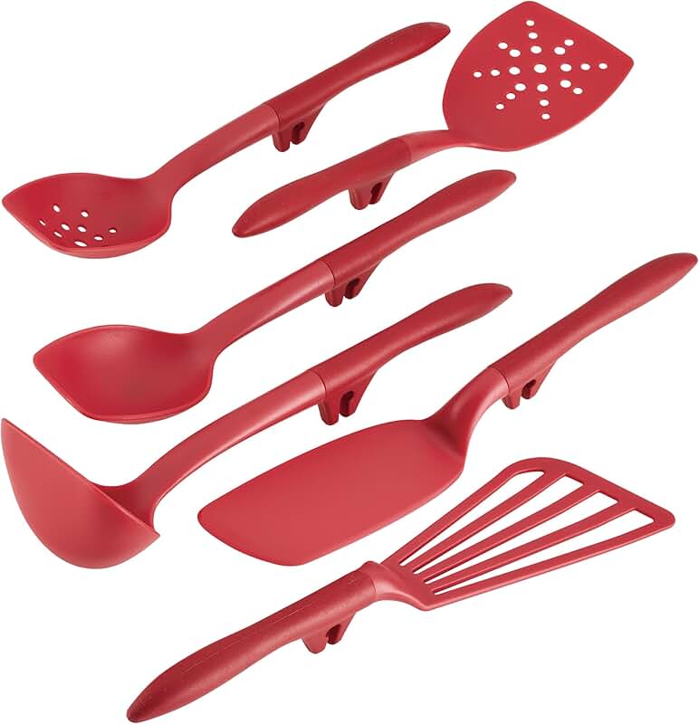 6-Piece Nonstick Kitchen Utensil Set in Red