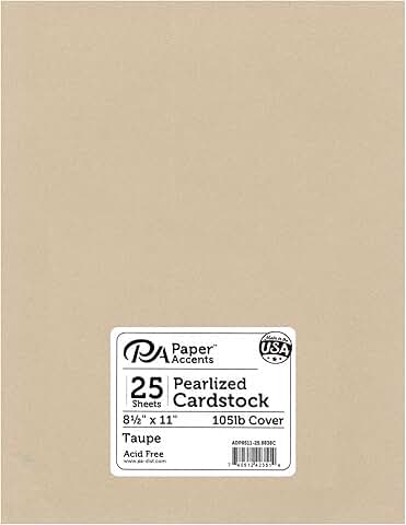 Taupe Pearlized Cardstock, 8.5x11, 25 sheets