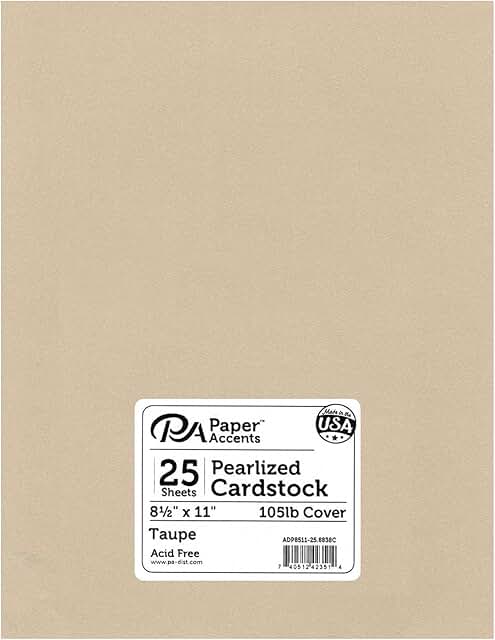 Taupe Pearlized Cardstock, 8.5x11, 25 sheets
