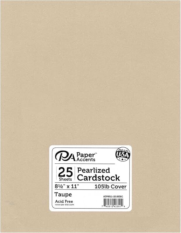 Taupe Pearlized Cardstock, 8.5x11, 25 sheets