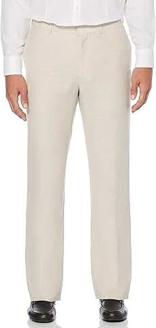 Men's Linen Blend Flat Front Dress Pants