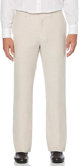 Men's Linen Blend Flat Front Dress Pants