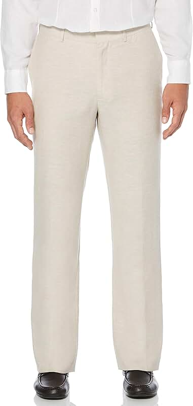 Men's Linen Blend Flat Front Dress Pants