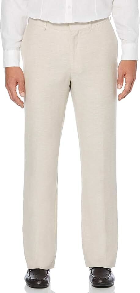 Men's Linen Blend Flat Front Dress Pants