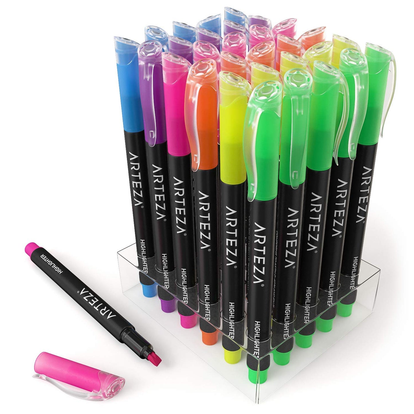Set of 30 Neon Highlighters with Narrow Tips