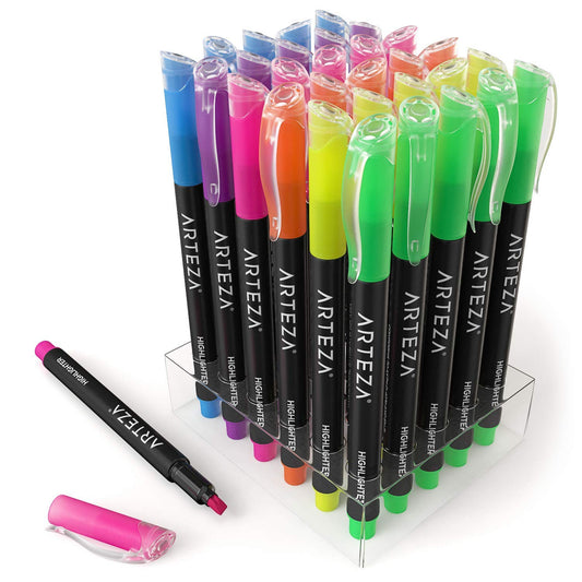 Set of 30 Neon Highlighters with Narrow Tips