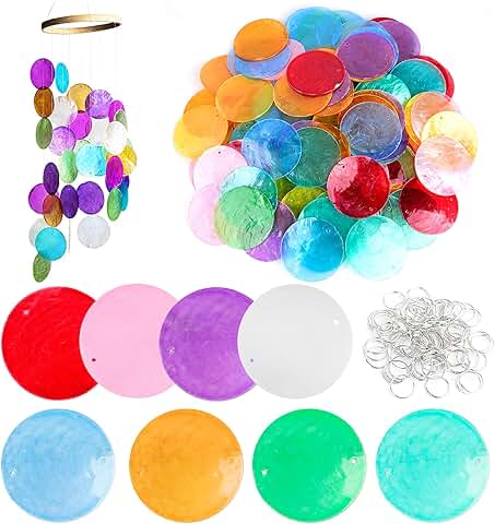 160 Rainbow Capiz Shells with Connect Rings for Crafts and Decor