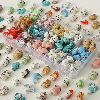 24-Piece Animal-Shaped Porcelain Beads for Jewelry Making