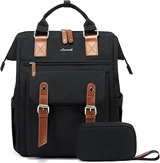 Black-brown 15.6-inch laptop backpack for women and teens