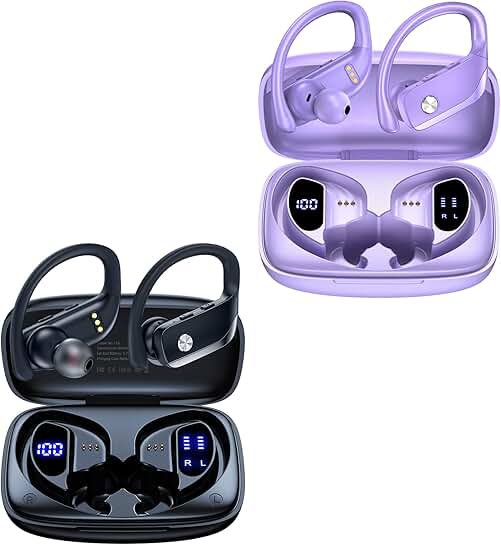 Wireless Sport Earbuds with LED Display and Mic
