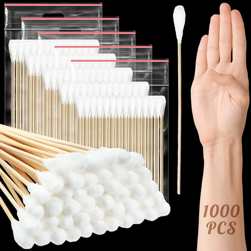 1000 Oversized Cotton Swabs with Long Bamboo Handles