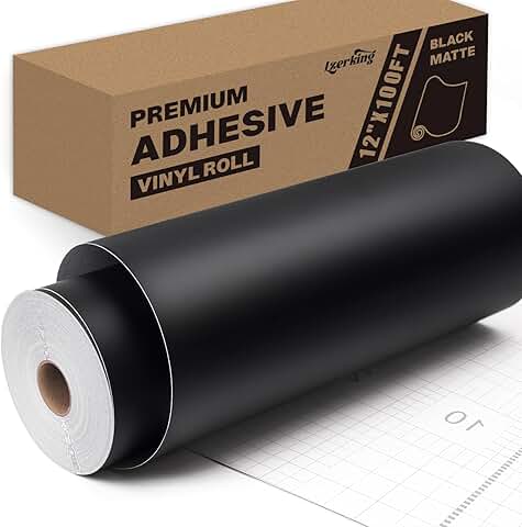 Black Matte Permanent Vinyl Roll, 12" x 100FT