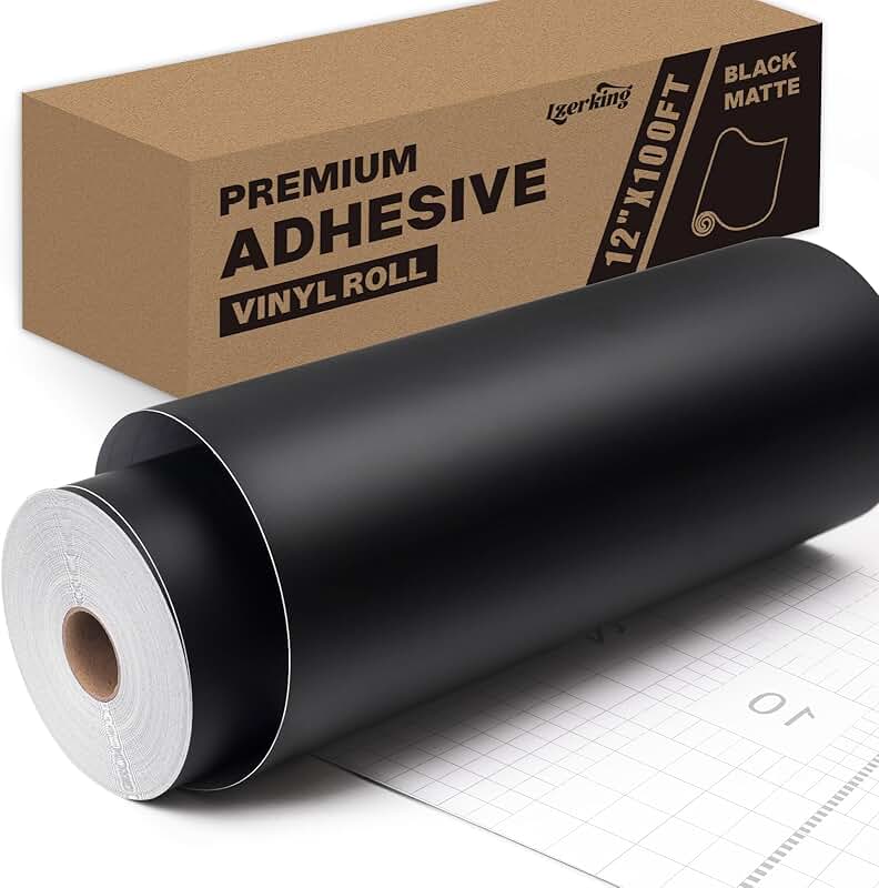 Black Matte Permanent Vinyl Roll, 12" x 100FT