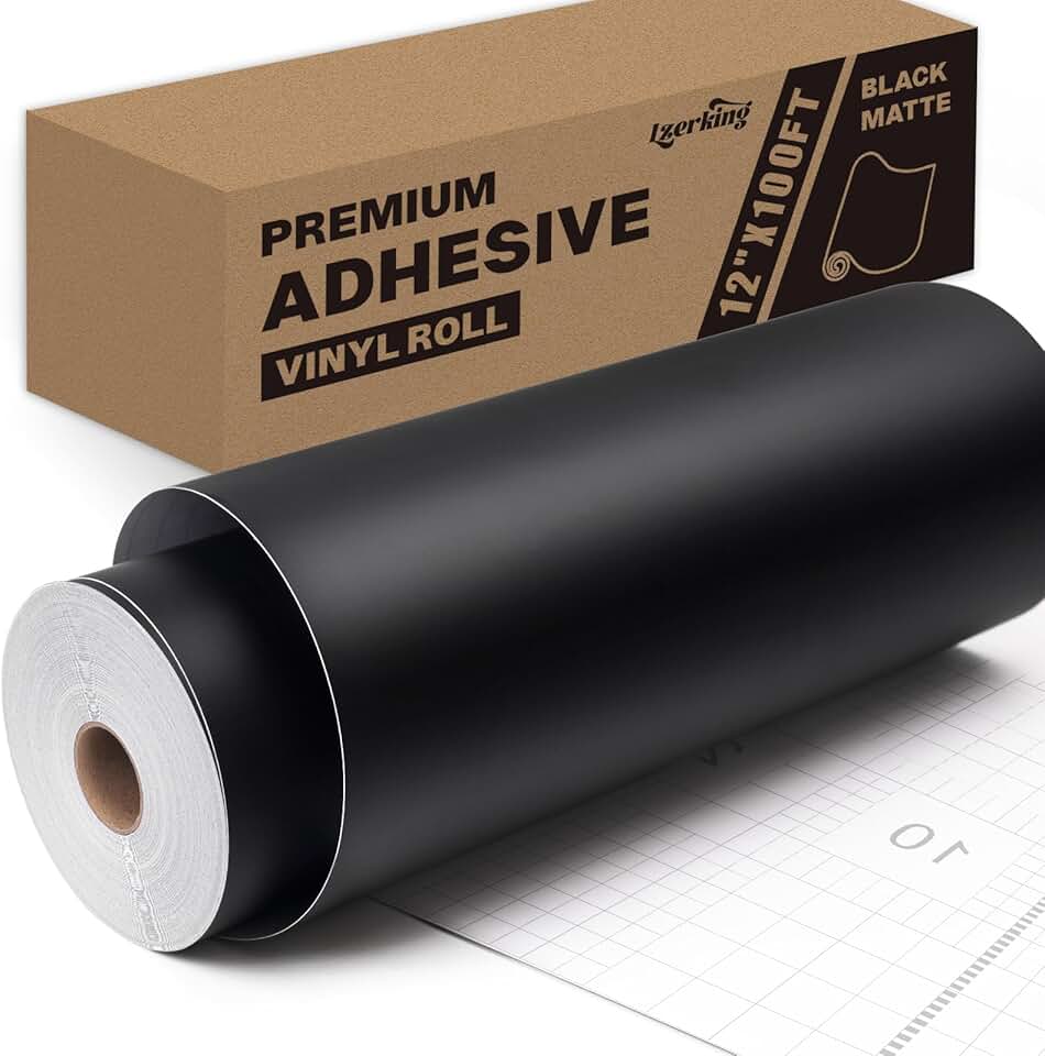 Black Matte Permanent Vinyl Roll, 12" x 100FT