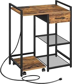 Printer Stand with Charging Station and Fabric Drawer