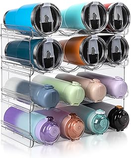 Large 4-Tier Clear Water Bottle Organizer for Cabinets