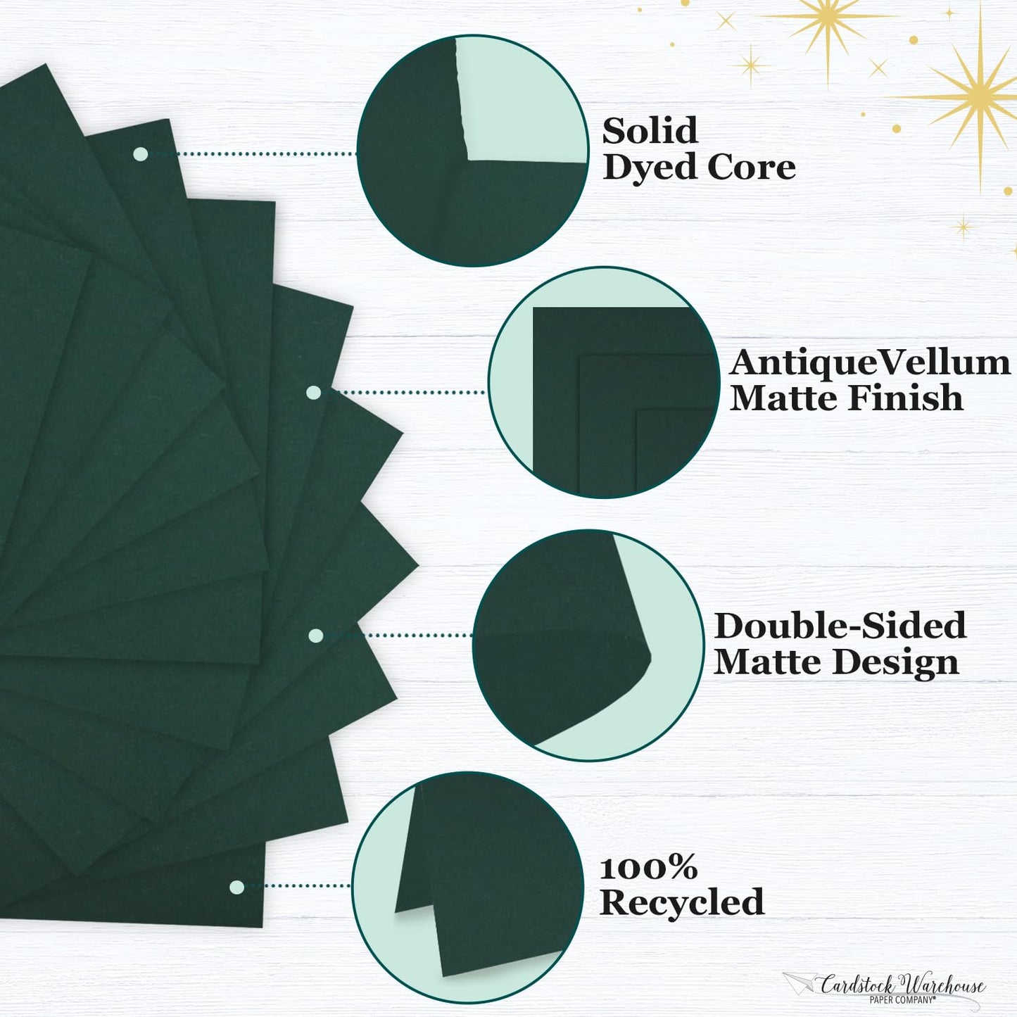 Green Recycled Cardstock Paper, 25 Sheets, 12x12, 80lb