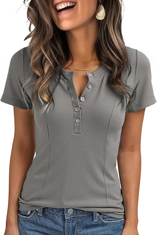 Women’s Short Sleeve Henley Top for Summer