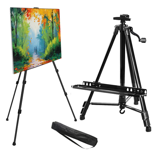 60" Adjustable Metal Art Easel with Tray and Bag