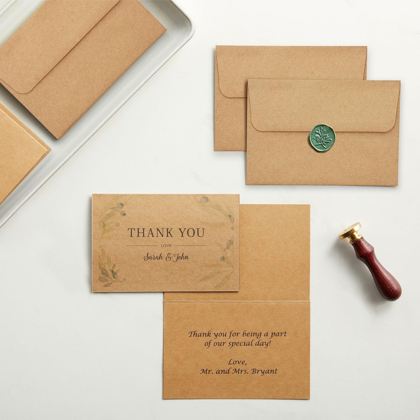 Blank Kraft Paper Cards and Envelopes, 4x6 inches, 100-pack