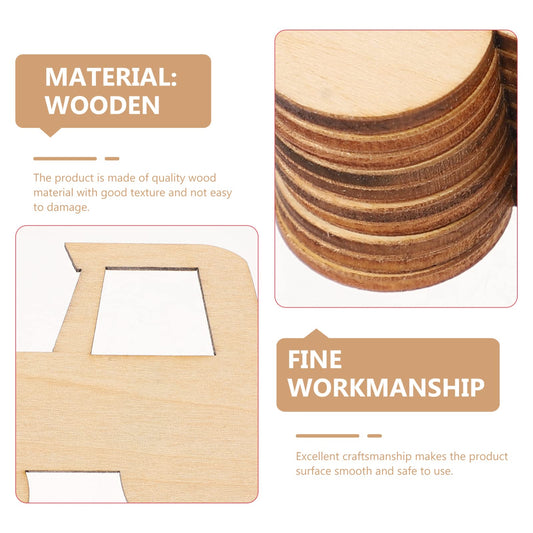 Wooden Car Decor Set - 20pcs Unfinished Wood Cutouts
