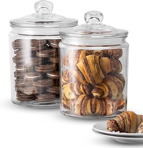 Glass Kitchen Jars with Airtight Lids, 1/2 Gallon, Set of 2